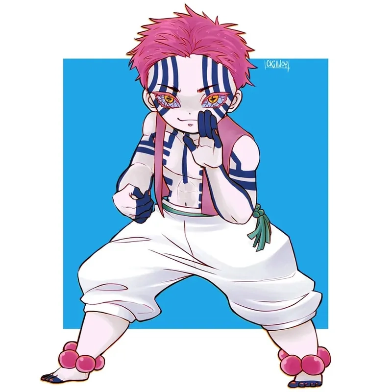 Bộ ảnh douma akaza chibi cute cực độc cho fan Demon Slayer