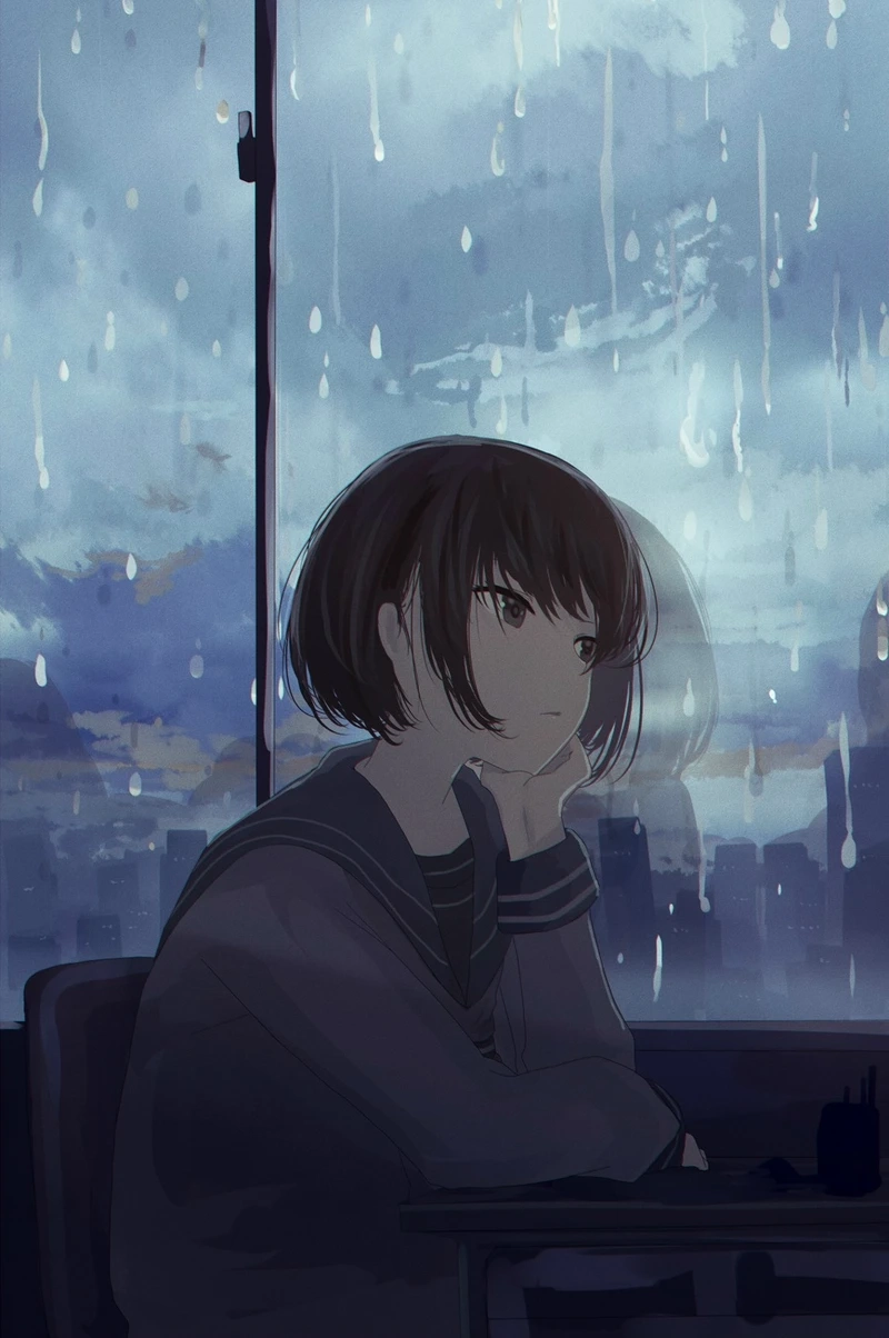 Cảm nhận sự cô đơn qua ảnh cô gái buồn anime