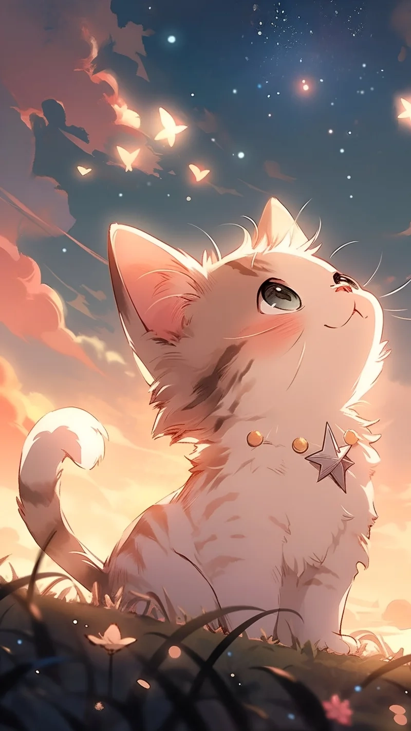 Thả tim ngay cho ảnh mèo cute anime hôm nay