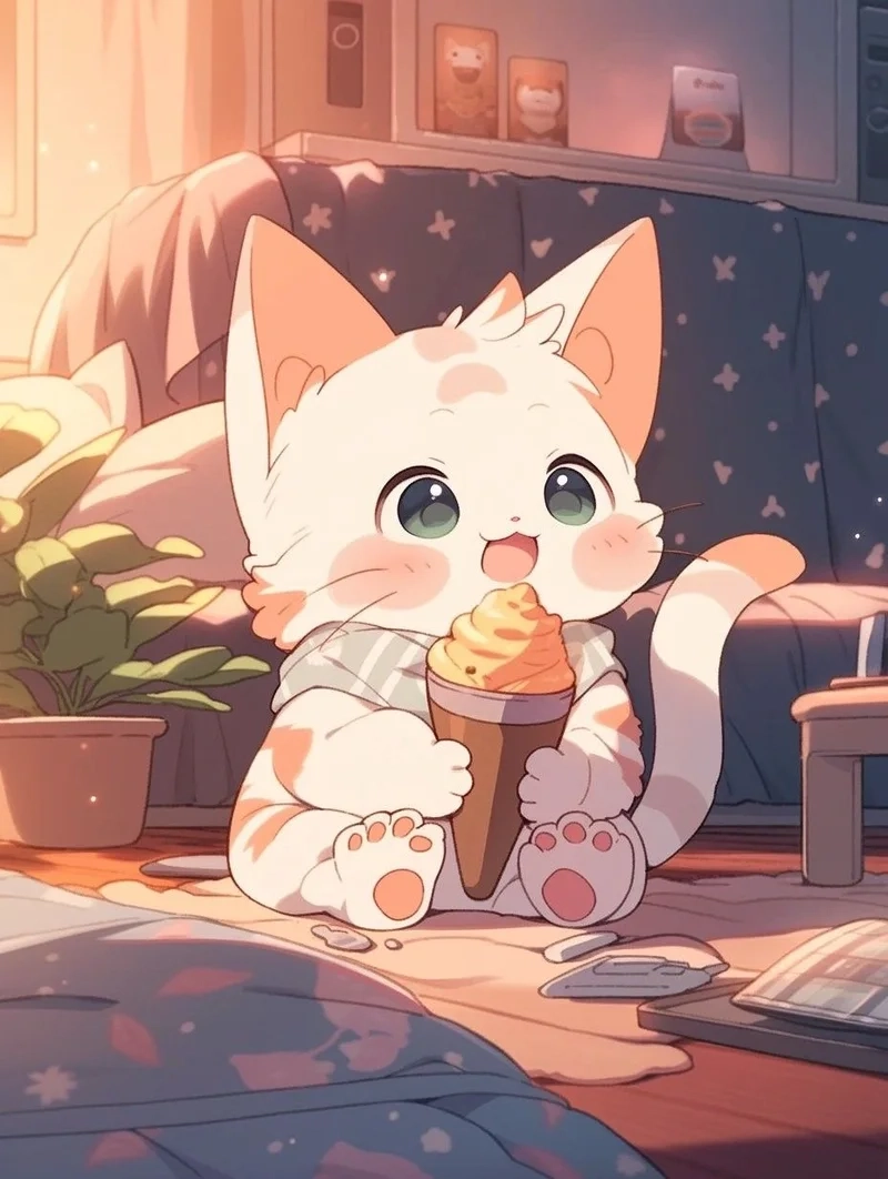 Sưu tập đáng yêu với ảnh anime mèo cute