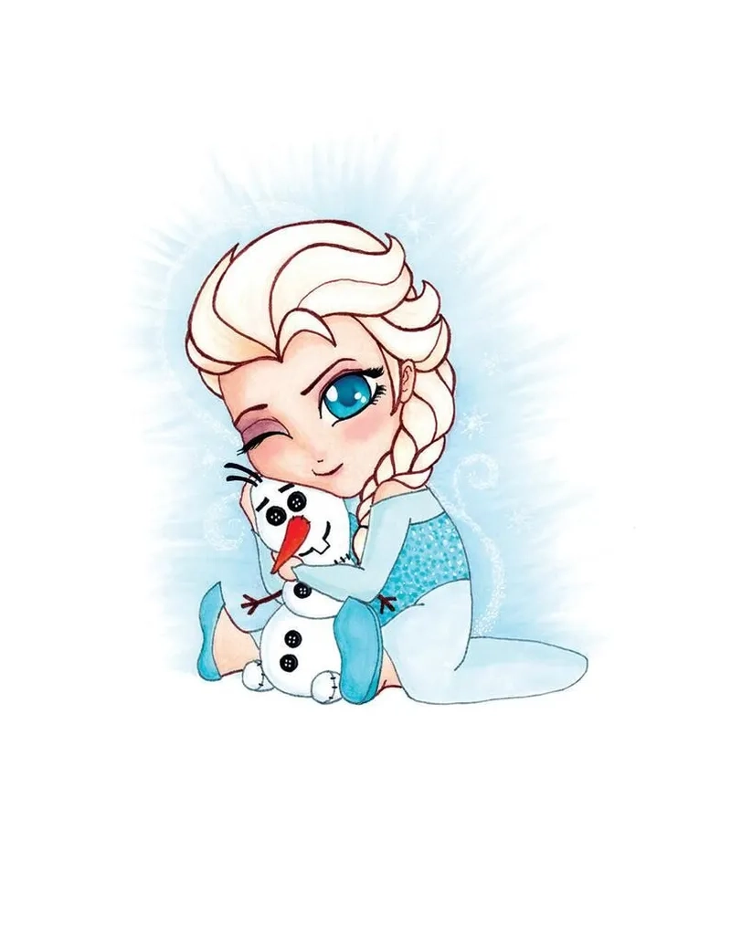 Bé gái mê mẩn với búp bê chibi elsa siêu dễ thương