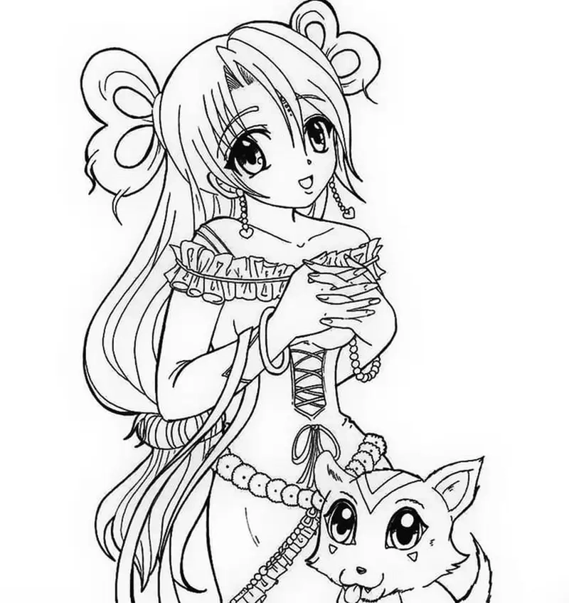 Tranh tô màu anime học sinh năng động và đáng yêu