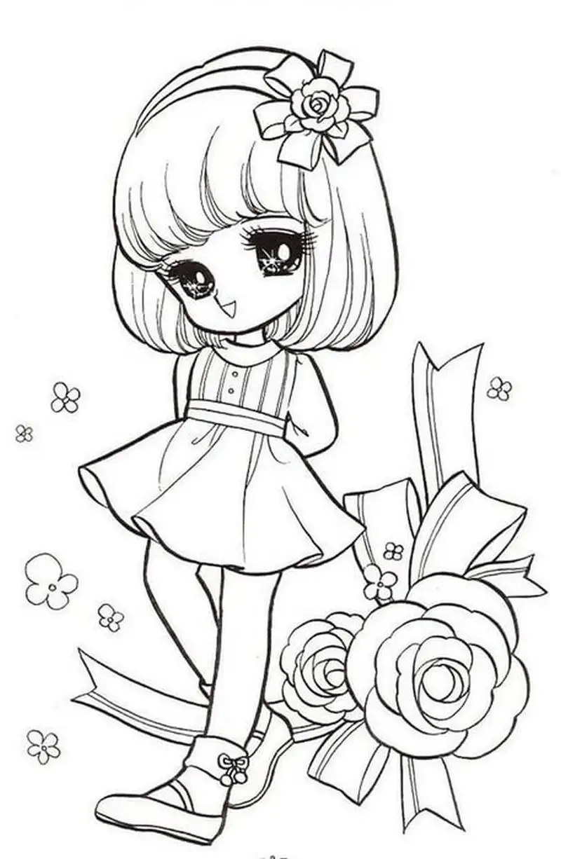 Tranh tô màu anime cute đơn giản dễ tô đẹp và vui