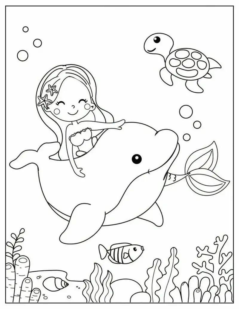 Khám phá hình tô màu cá heo sinh động cho trẻ em vui học