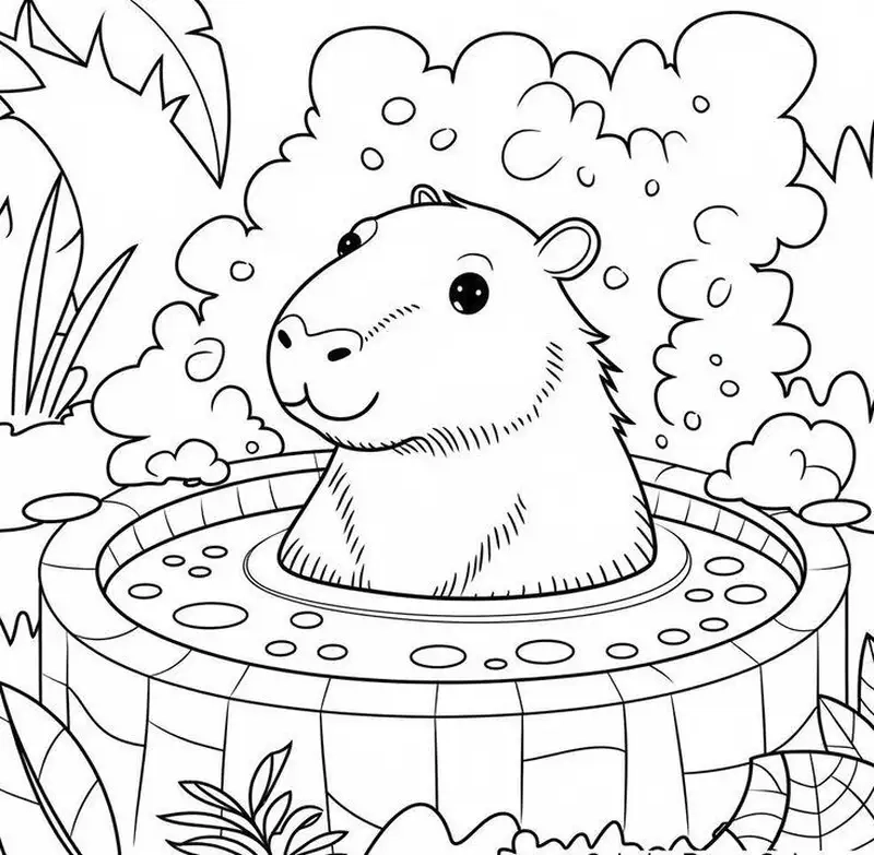 Bé thêm thích thú với tranh tô màu capybara chibi cute dễ thương ngộ nghĩnh
