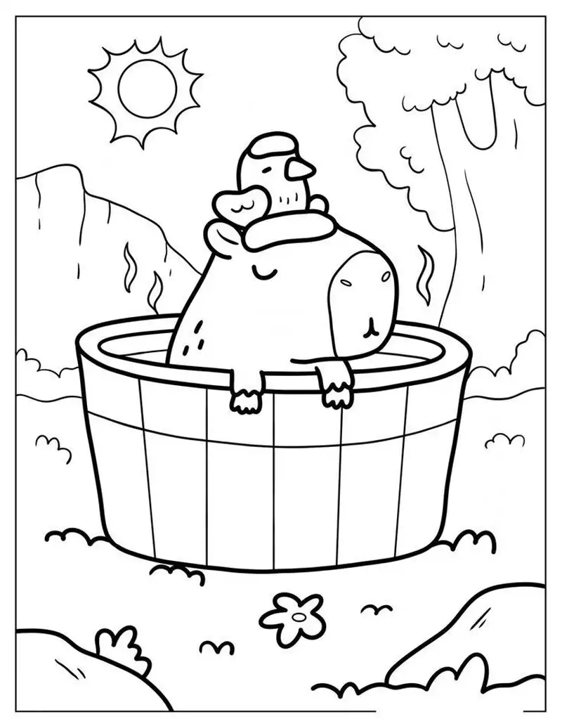 Khám phá bộ tranh tô màu capybara cute chibi dễ thương cho bé tập tô