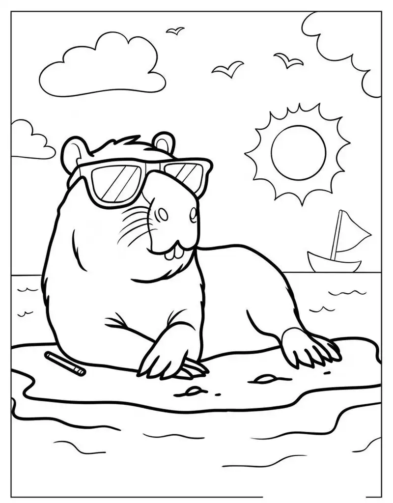 Thỏa sức sáng tạo cùng hình vẽ tranh tô màu capybara cute mới nhất