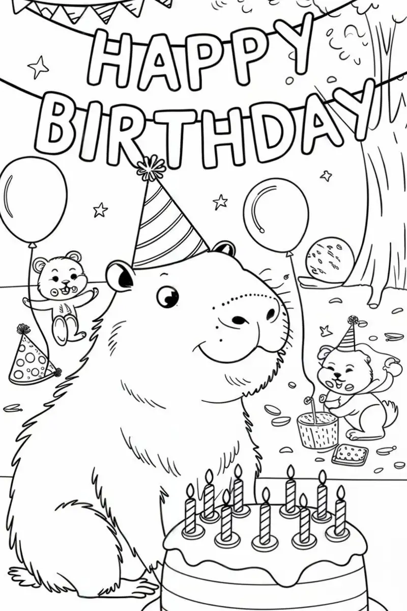 Thỏa sức lựa chọn và in tranh tô màu capybara để bé tập tô hằng ngày