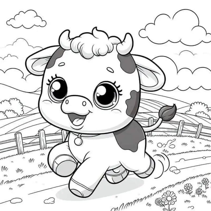 Vui học cùng hình tô màu con bò thật sinh động