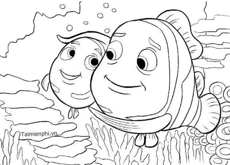Bé mới tập tô chọn tranh tô màu con cá đơn giản