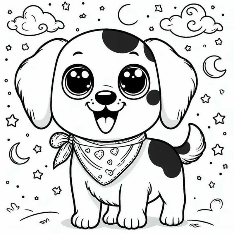 Tận hưởng giờ chơi với tranh tô màu chó con sinh động