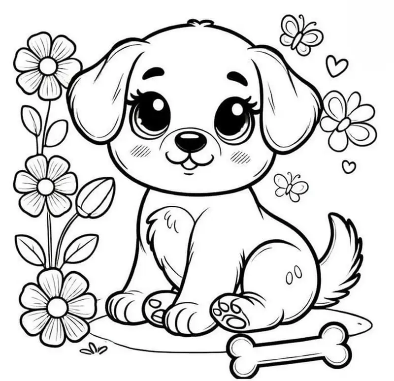 Khám phá tranh tô màu con chó thú vị cho bé