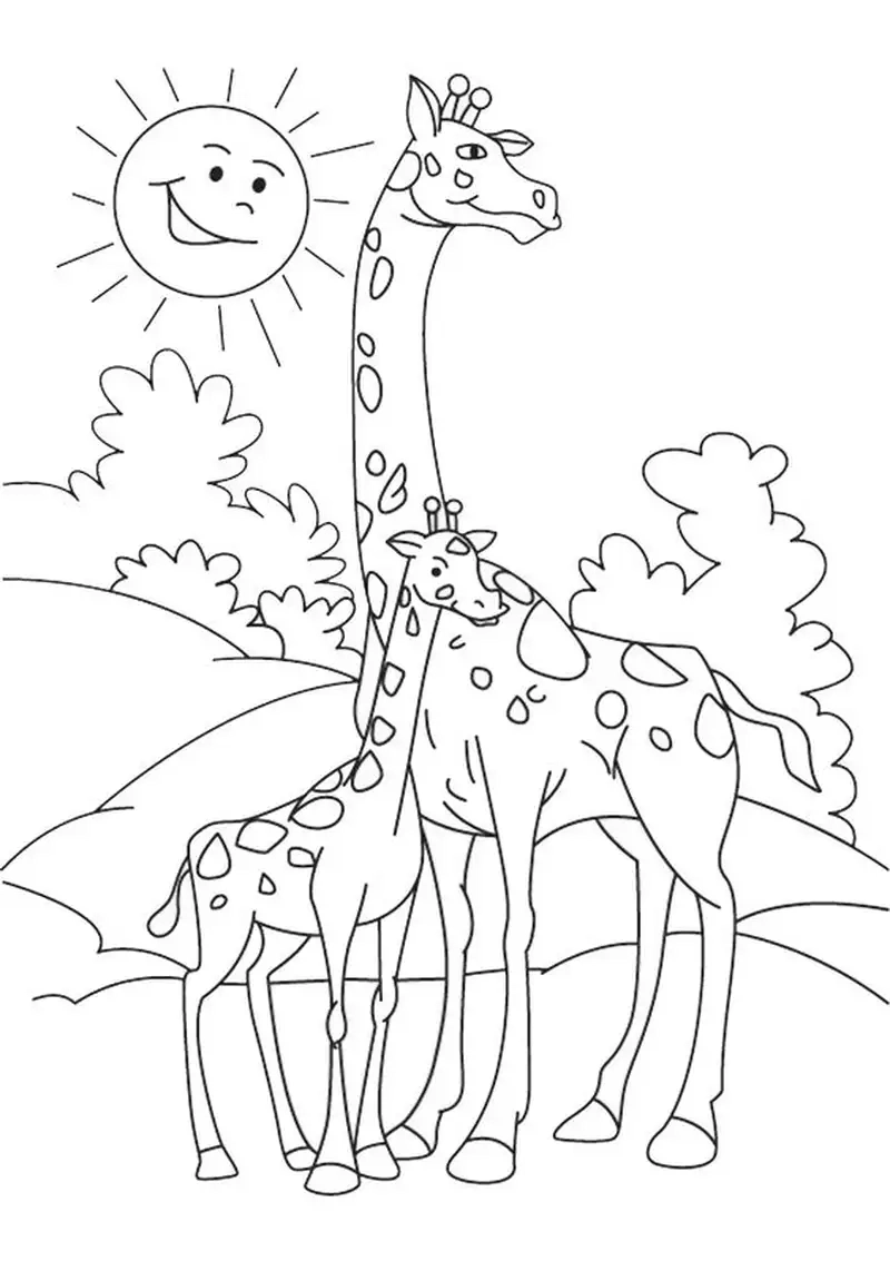 Bé vui học với con hươu cao cổ tô màu sinh động