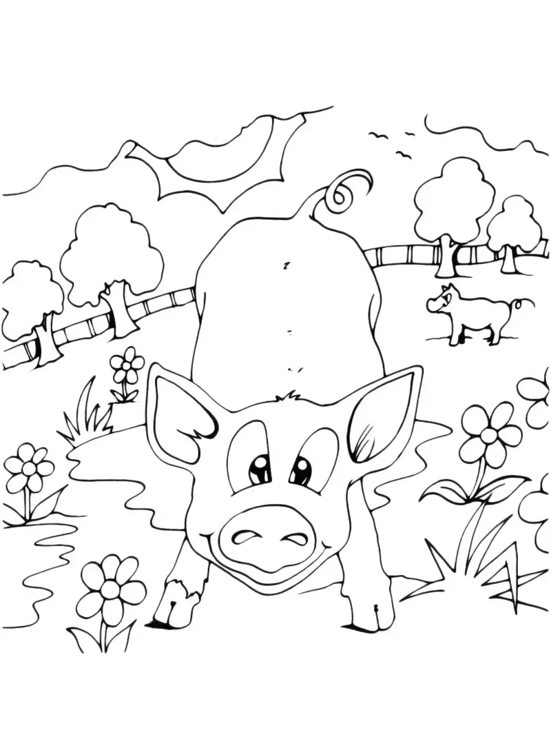 Khám phá tranh tô màu con lợn vui nhộn cho bé