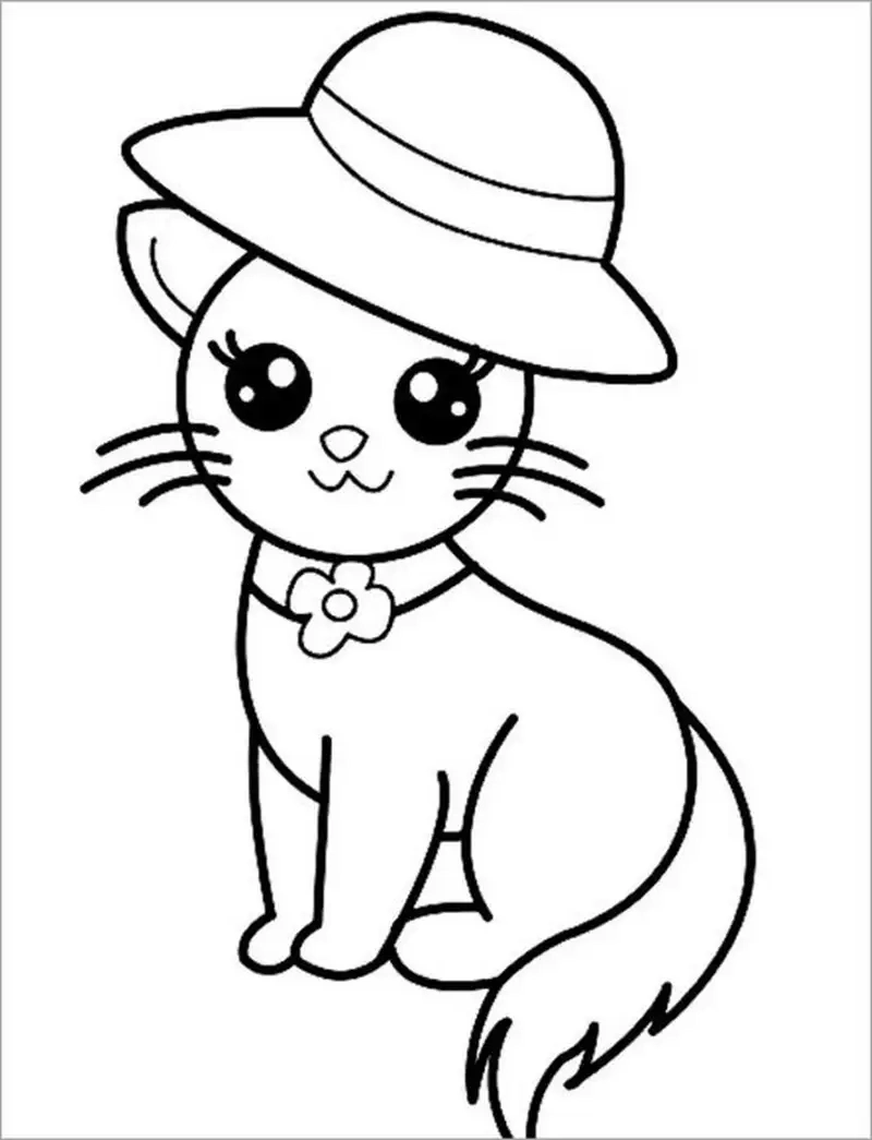 Tranh tô màu con mèo dễ thương giúp bé thư giãn