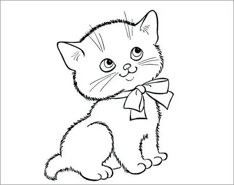 Tranh tô màu con mèo chibi nét vẽ siêu dễ thương