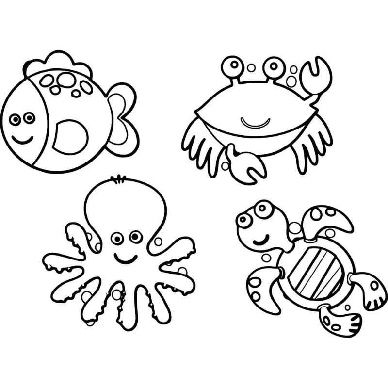 Tranh các con vật sống dưới nước sinh động giúp bé học vui nhộn