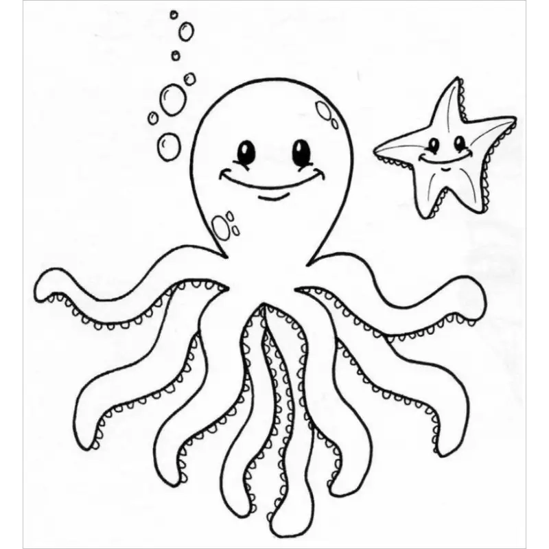 Hình ảnh tô màu các con vật sống dưới nước sống động và dễ thương