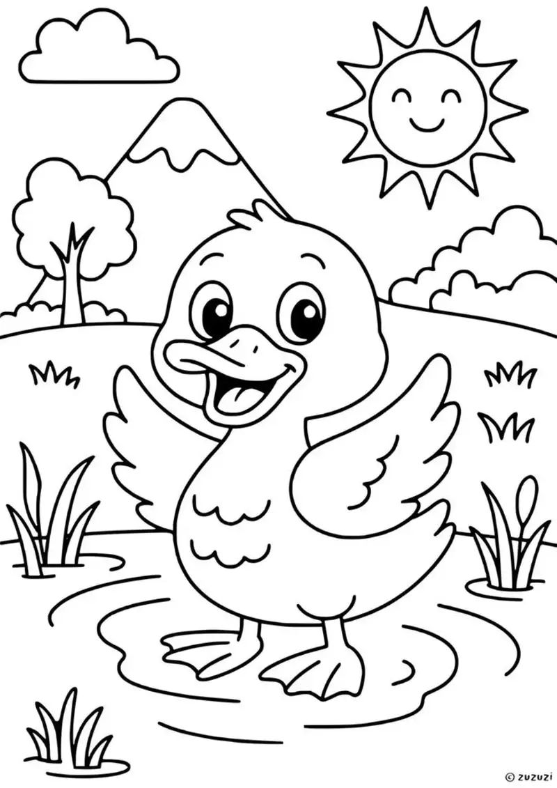 Tranh tô màu con vịt vui nhộn cho bé khám phá màu sắc mới