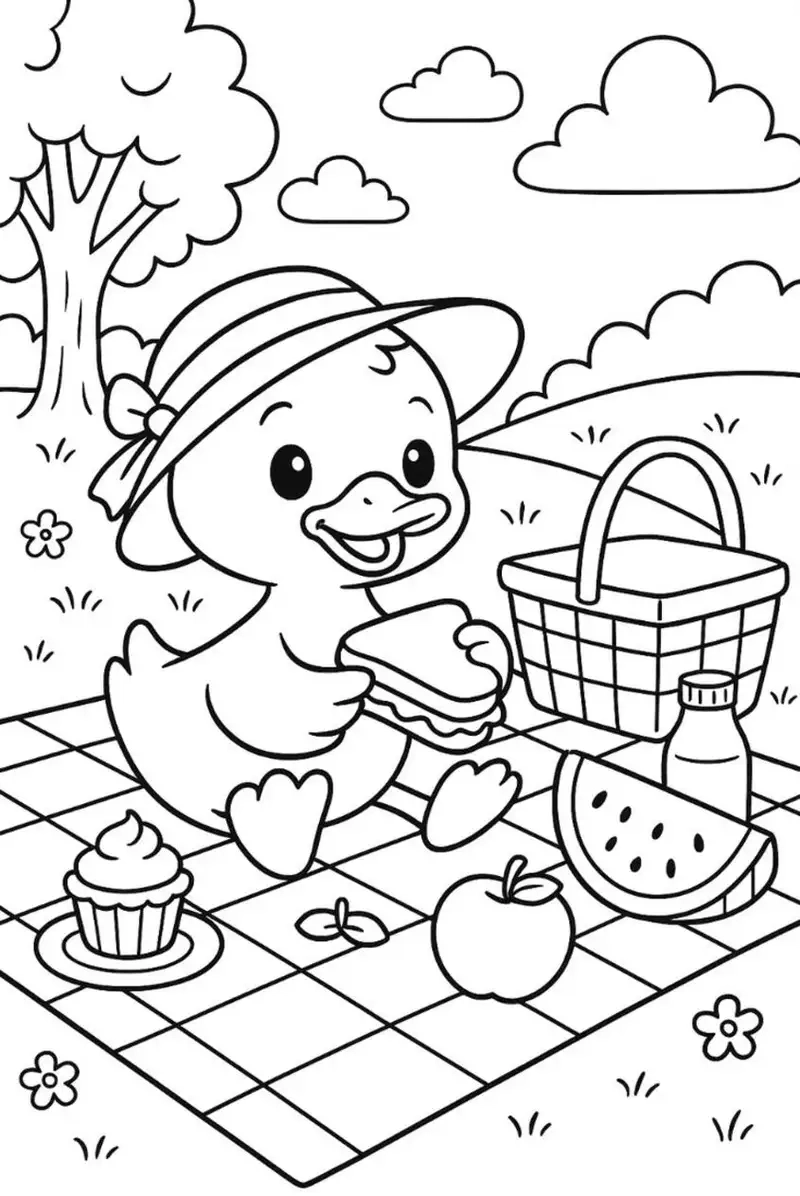 Bé vui chơi với tranh tô màu vịt rực rỡ sắc màu tự nhiên