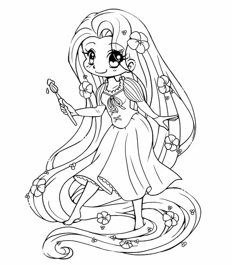 Tận hưởng tranh tô màu công chúa anime cute ngộ nghĩnh