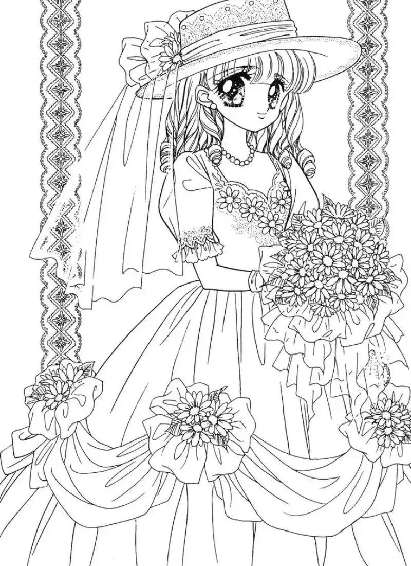 Tải và in tranh tô màu công chúa anime cho bé vui