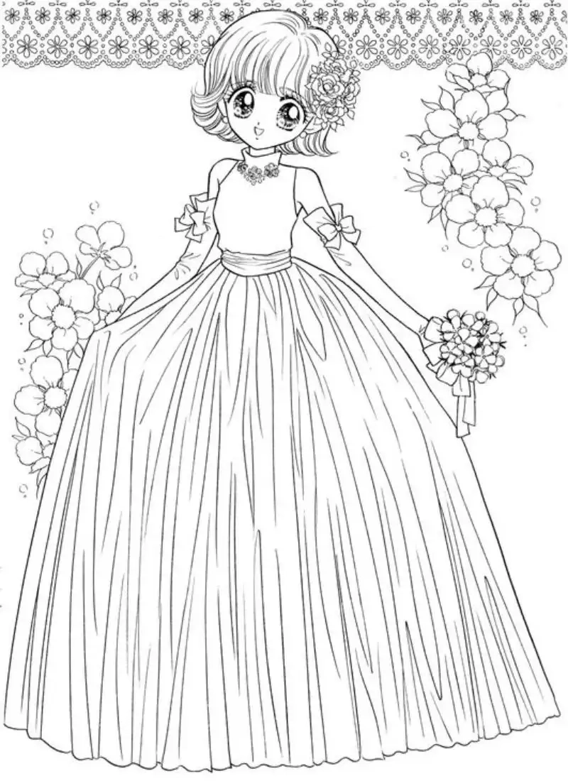 Khám phá tranh tô màu công chúa anime chibi siêu xinh