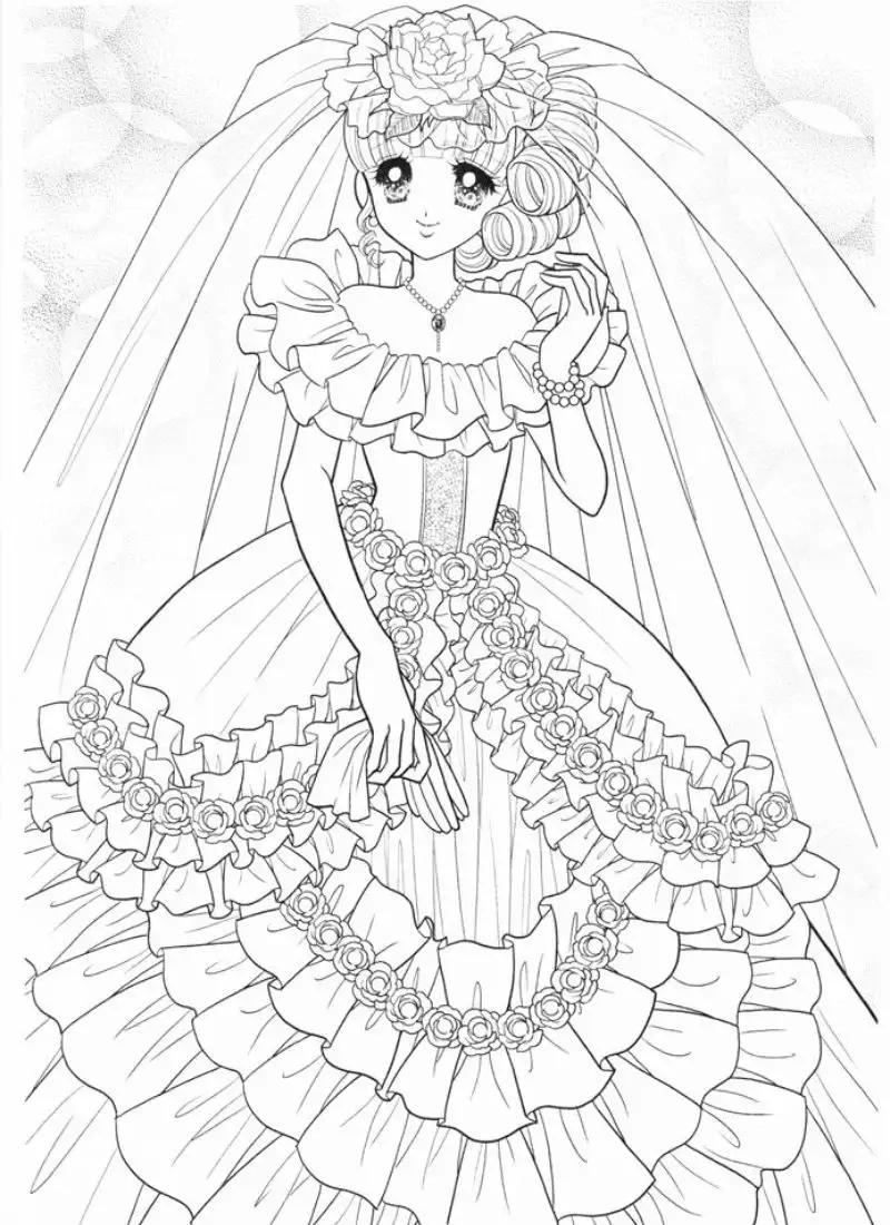 Khám phá tranh tô màu công chúa anime ngầu cho bé vui học