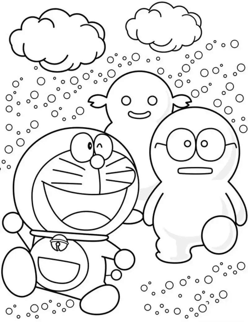 Vui học cùng tranh tô màu doremon cute chibi sinh động