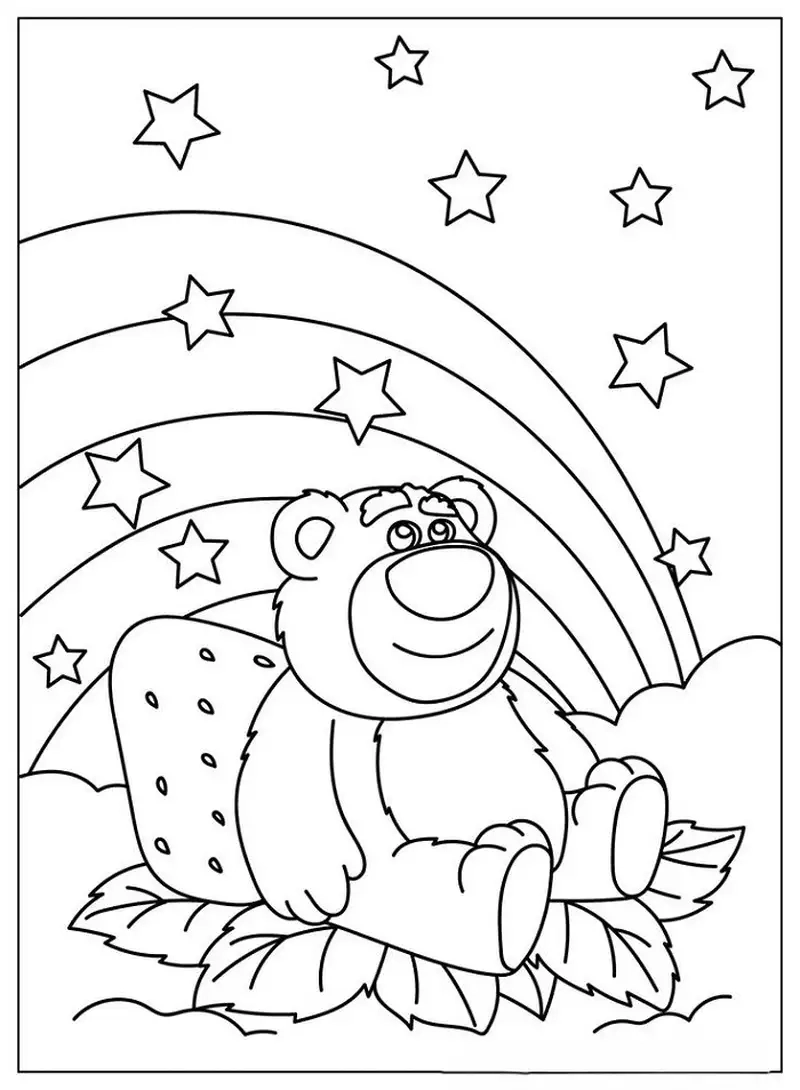 Dễ dàng in tranh tô màu gấu dâu để bé thỏa sức sáng tạo