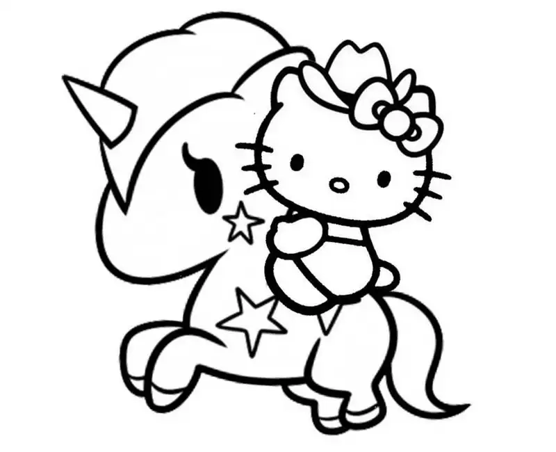 Tranh tô màu hello kitty cute dễ thương đáng yêu