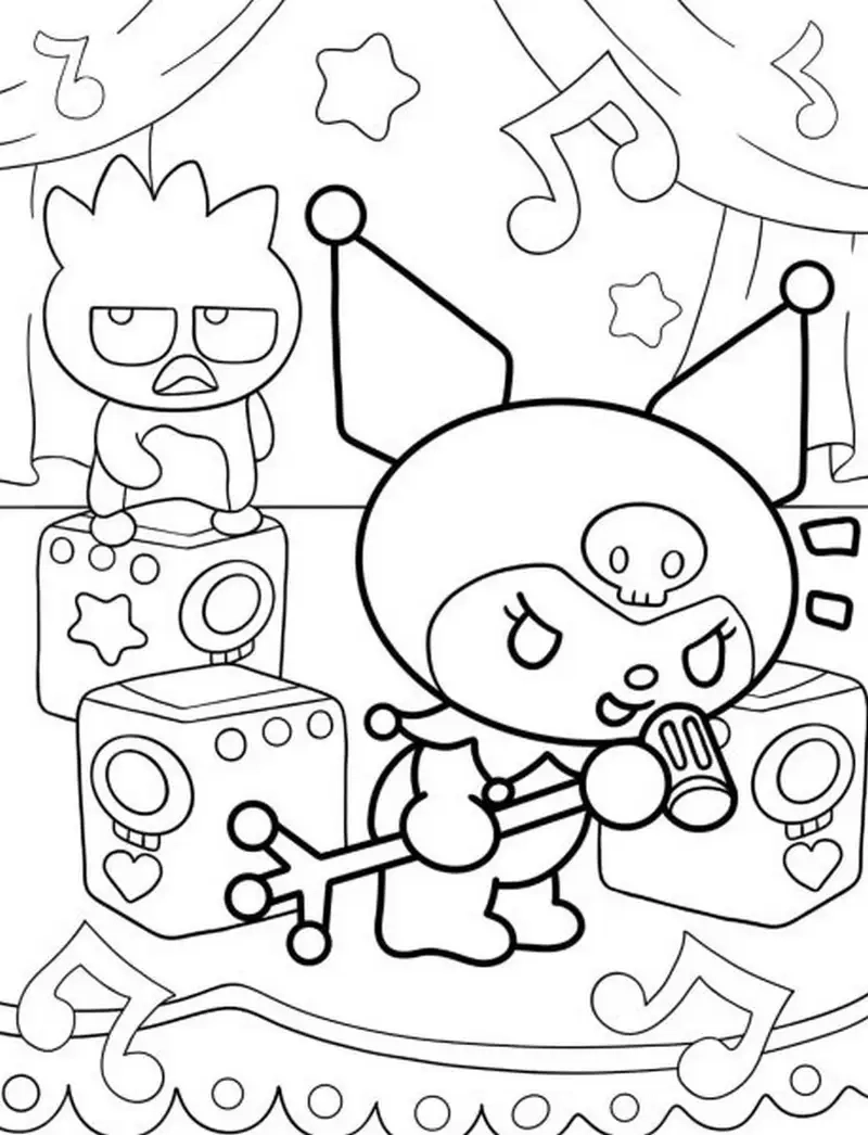 In tranh tô màu kuromi chuẩn đẹp để bé thỏa sức sáng tạo