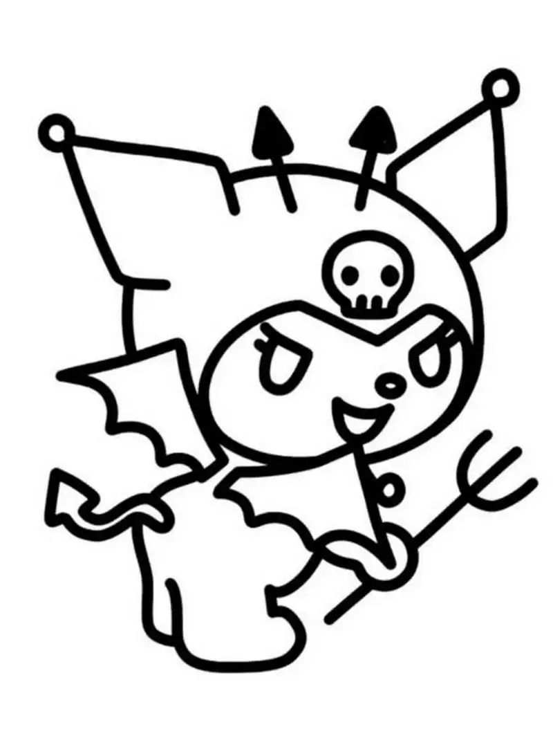 Tranh tô màu kuromi anime phong cách dễ thương cho bé