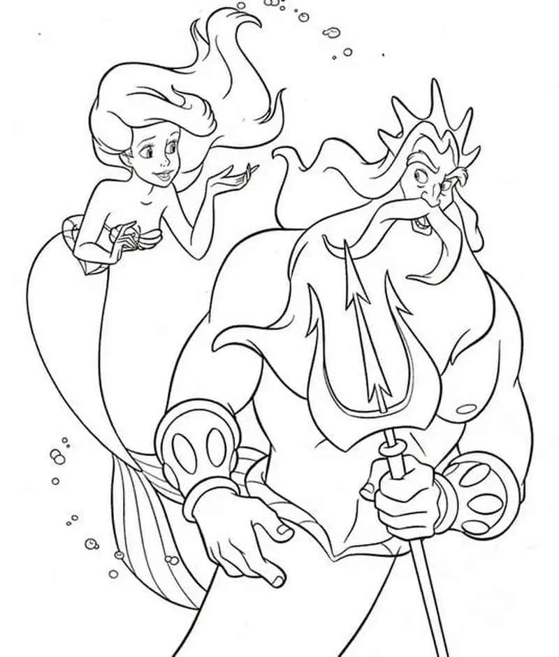 Tranh tô màu nàng tiên cá chibi đáng yêu cho bé giải trí