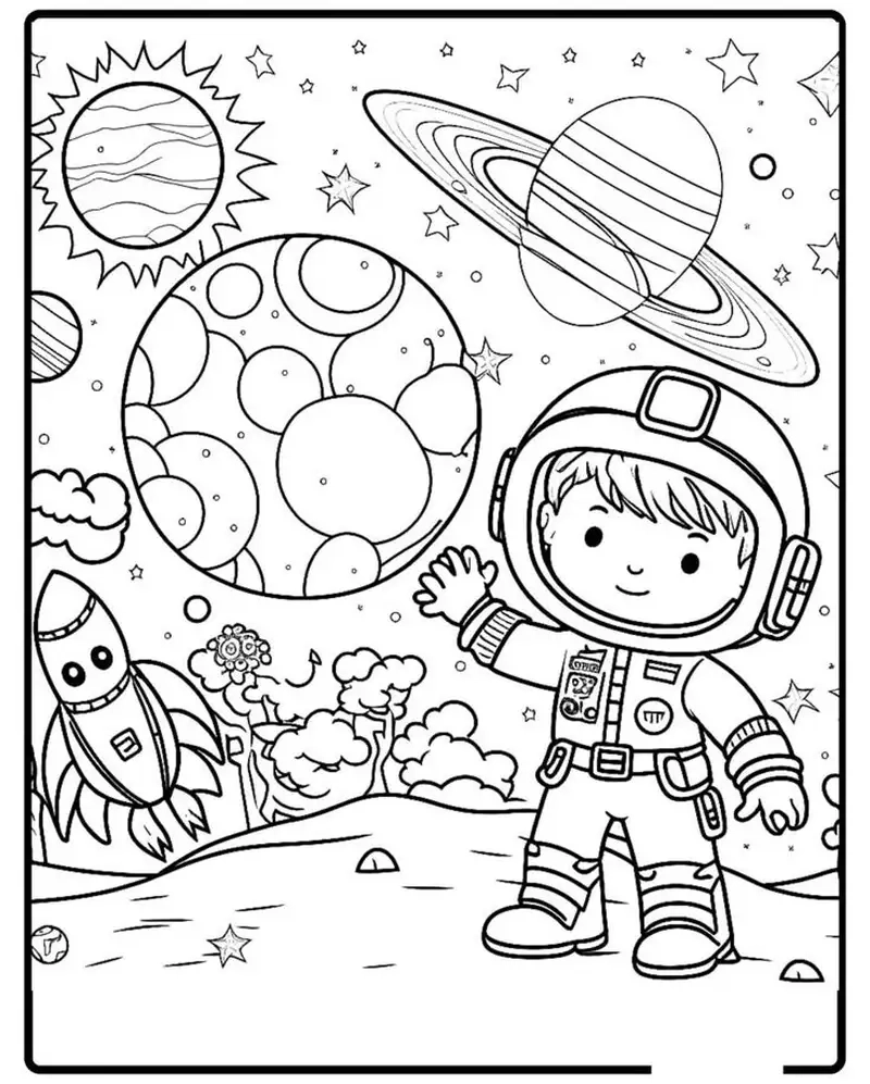 Cho bé sáng tạo cùng phi hành gia tô màu vui nhộn