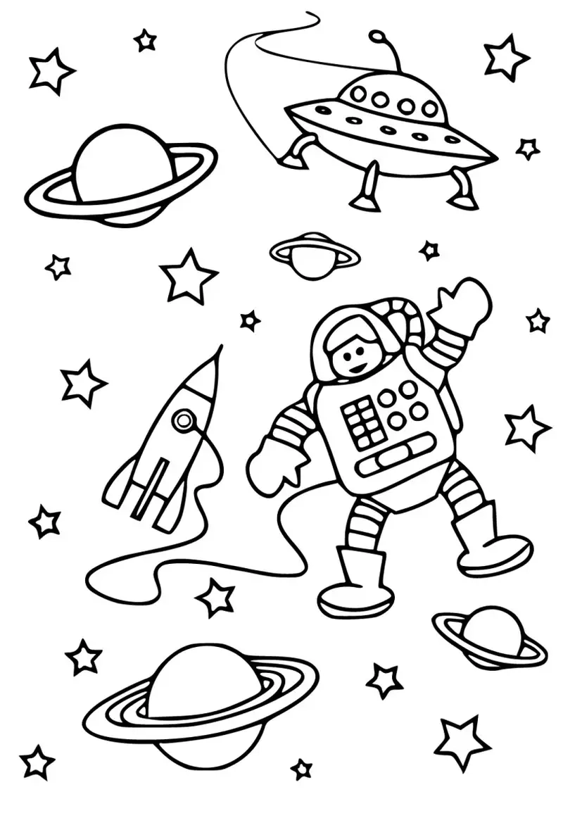 Giúp bé phát triển tư duy cùng tô màu phi hành gia sinh động