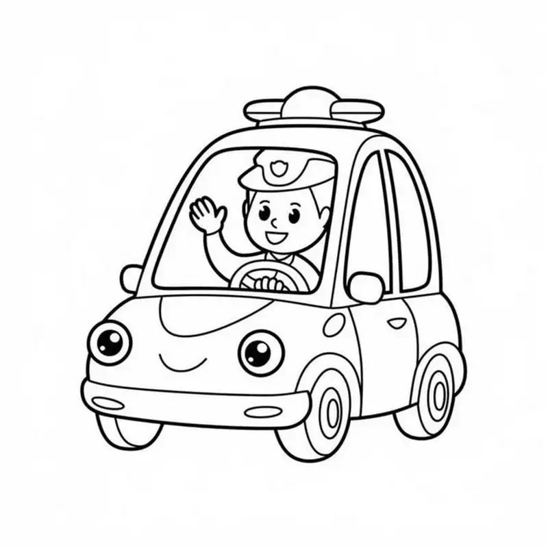 Bé phát triển kỹ năng với tranh tô màu xe cảnh sát cho bé