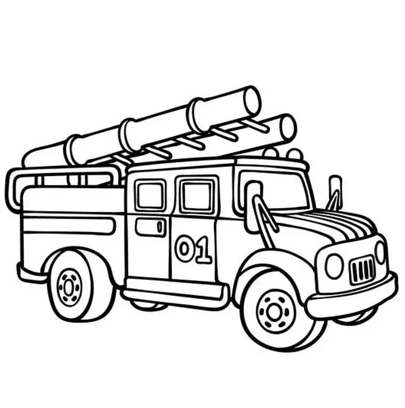 Tranh tô màu xe cứu hỏa đẹp cho bé yêu thích xe