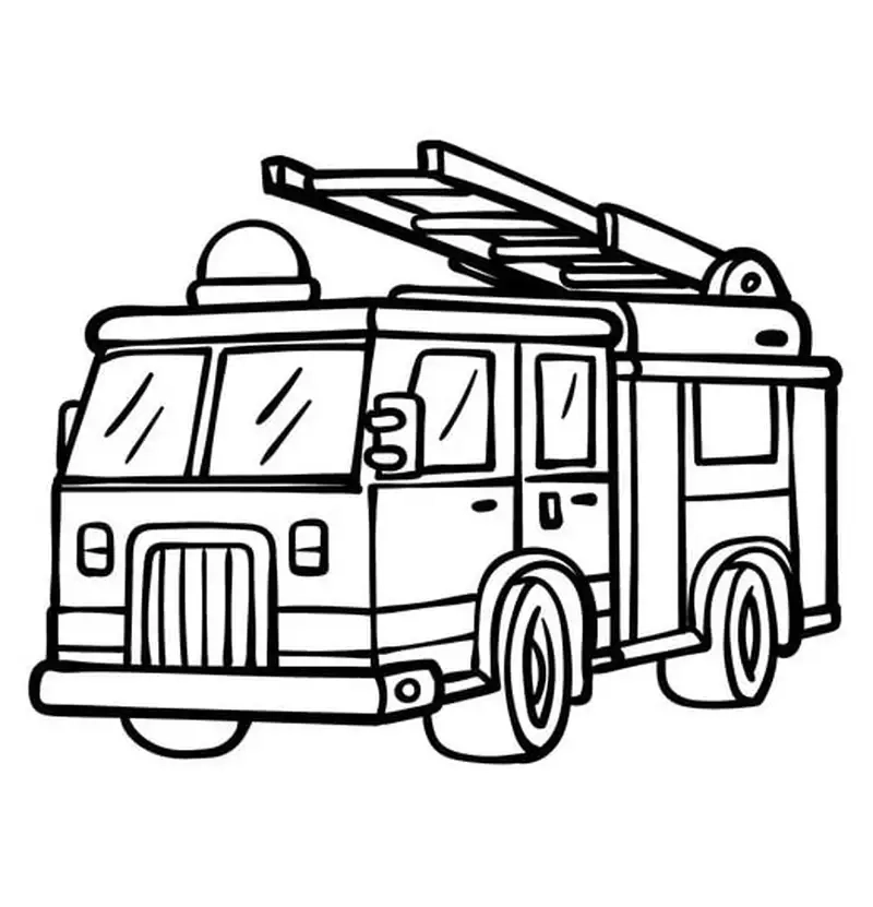 Tranh tô màu xe cứu hỏa cứu người học về lòng dũng cảm