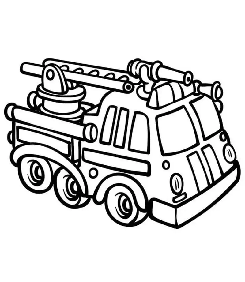 Tranh tô màu xe cứu hỏa dập lửa hành trình cứu hỏa