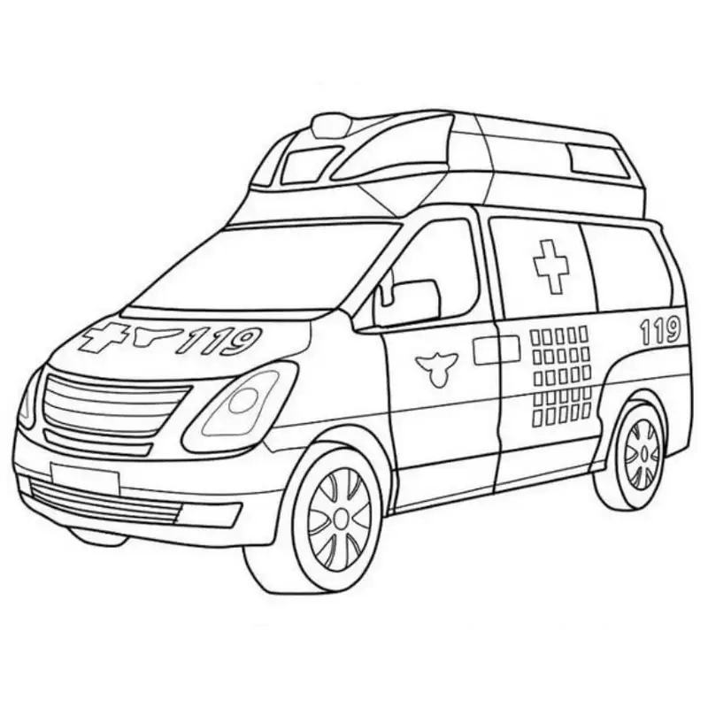 Tô màu xe cứu thương giúp bé học nhận biết các phương tiện