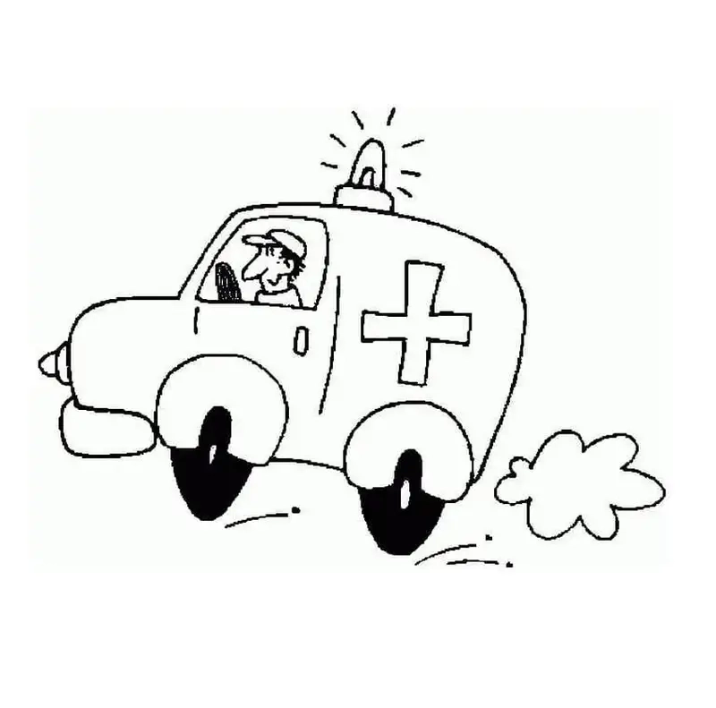 Tô màu ô tô cứu thương mang đến niềm vui tô màu cho bé