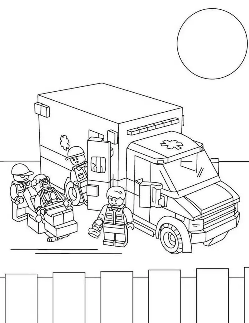 Tranh tô màu hình xe cứu thương kích thích trí tưởng tượng của bé