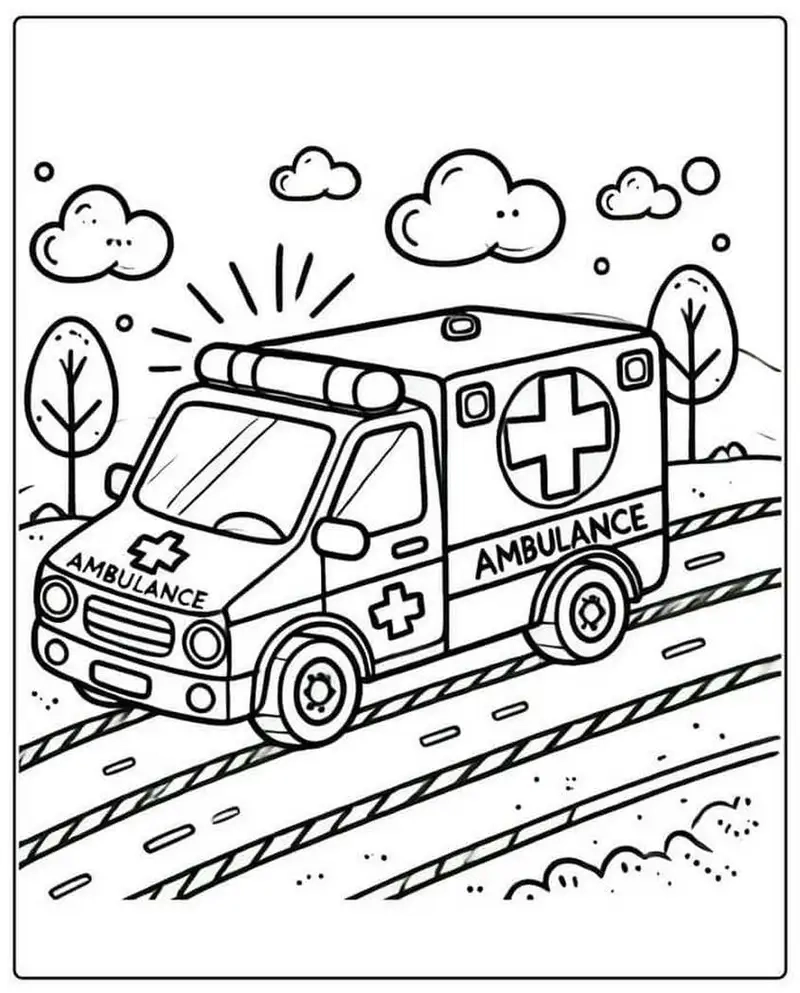 Xe cứu thương tô màu là lựa chọn thú vị cho bé yêu xe cứu thương