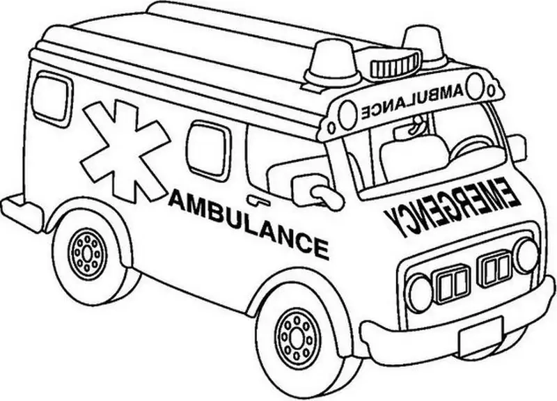 Hình ảnh xe cứu thương tô màu giúp bé phát triển kỹ năng sáng tạo