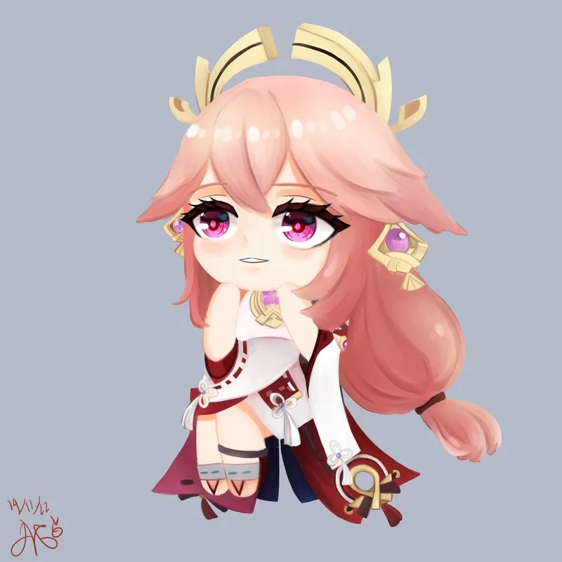 Ngắm nhìn ảnh yae miko chibi đáng yêu cực chất