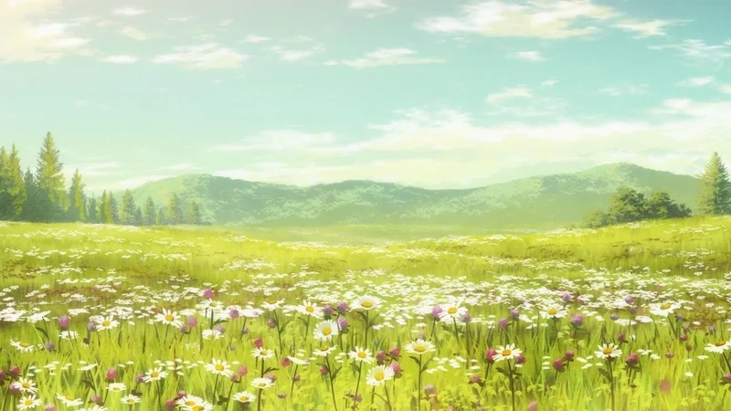 Ảnh phong cảnh anime cute mang sắc màu tươi sáng cho bạn