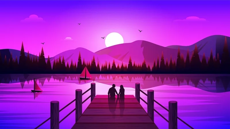 Làm mới màn hình với hình nền phong cảnh tình yêu lãng mạn