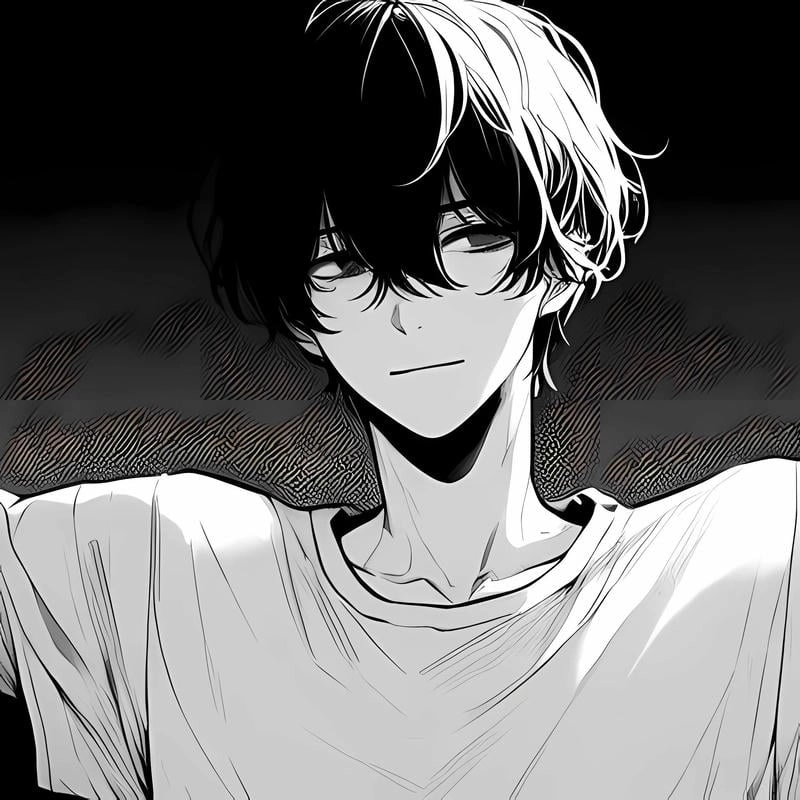 Cảm xúc sâu lắng với avatar anime trắng đen buồn