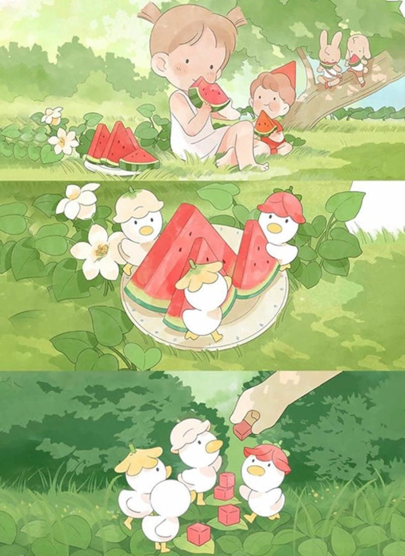 Chọn avatar dưa hấu đôi thể hiện sự đáng yêu và gắn kết cùng bạn bè